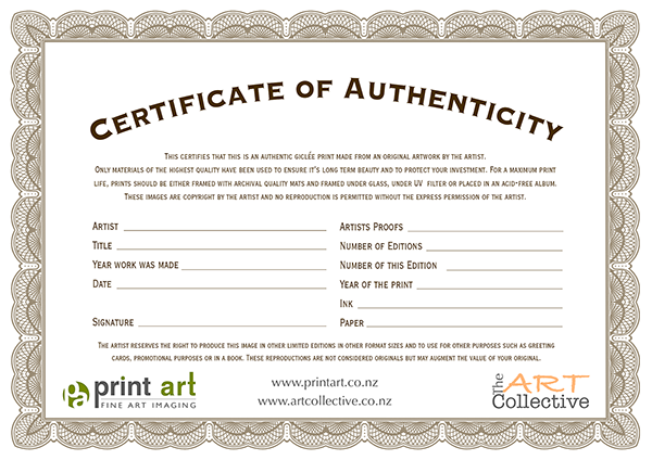 FAQ Certificate of Authenticity Print Art